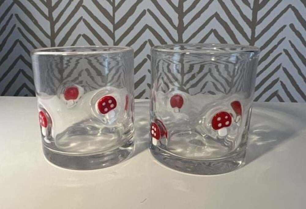 Icon Red Mushroom Double Rocks Old-Fashioned Glasses, Set of 2 - Picture 3 of 3